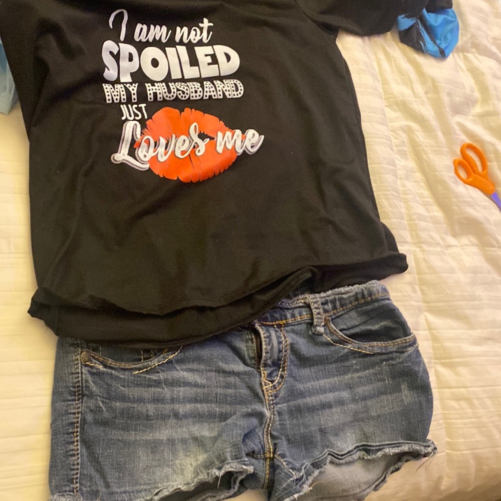 Size 11/12 jean shorts. NWOT XXL I am not spoiled. My husband just loves me.